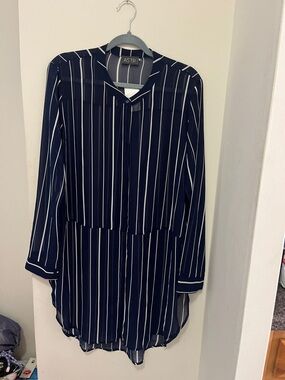 ASTR Navy and White Vertical Stripe Shirt, NWT